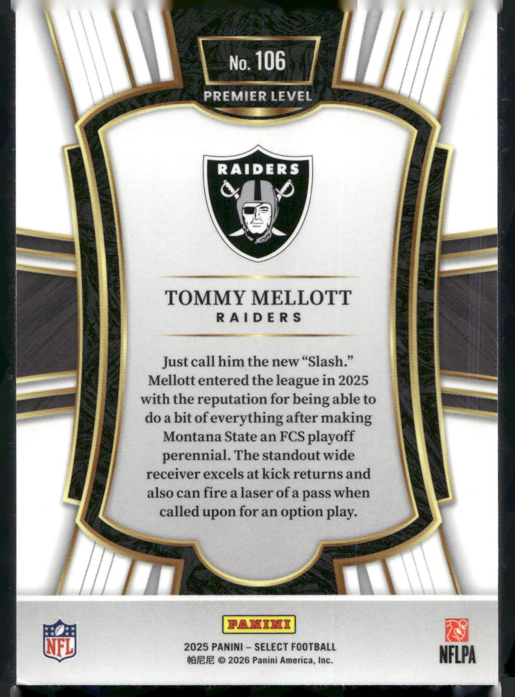 2025 Panini Select #106 Tommy Mellott