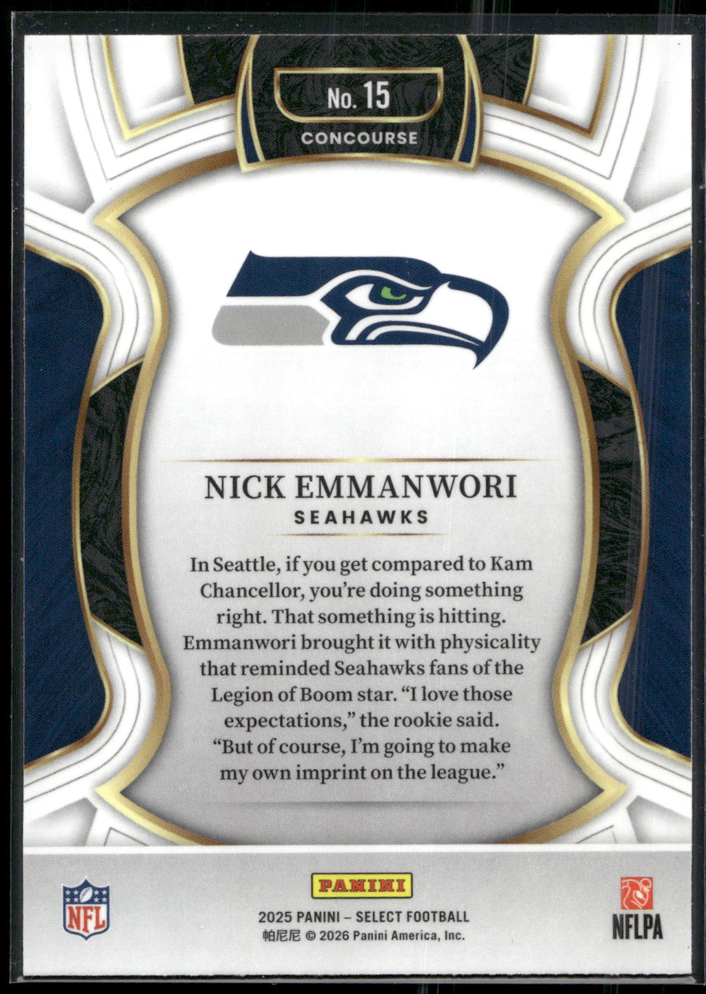 2025 Panini Select #15 Nick Emmanwori