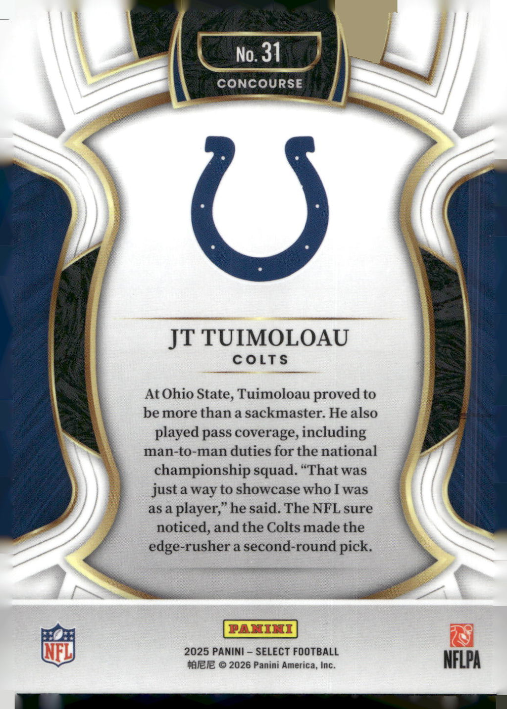 2025 Panini Select #31 JT Tuimoloau