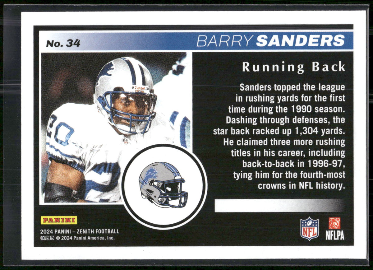 2024 Panini Zenith #34 Barry Sanders Retail