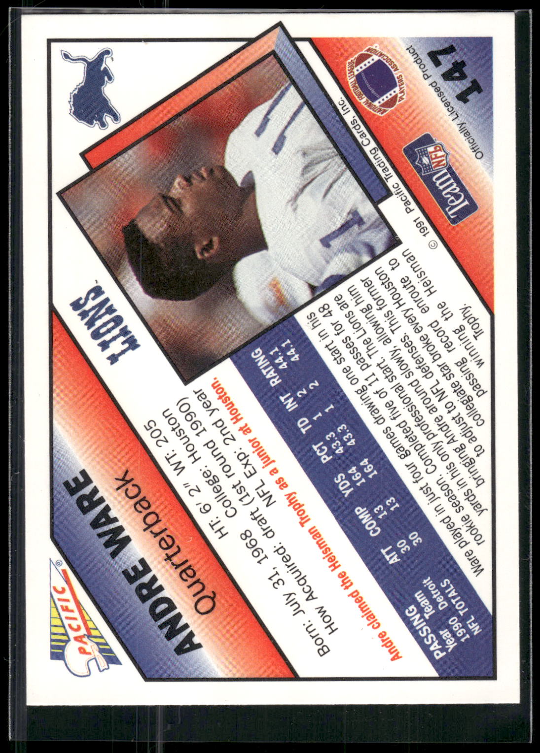 1991 Pacific #147 Andre Ware