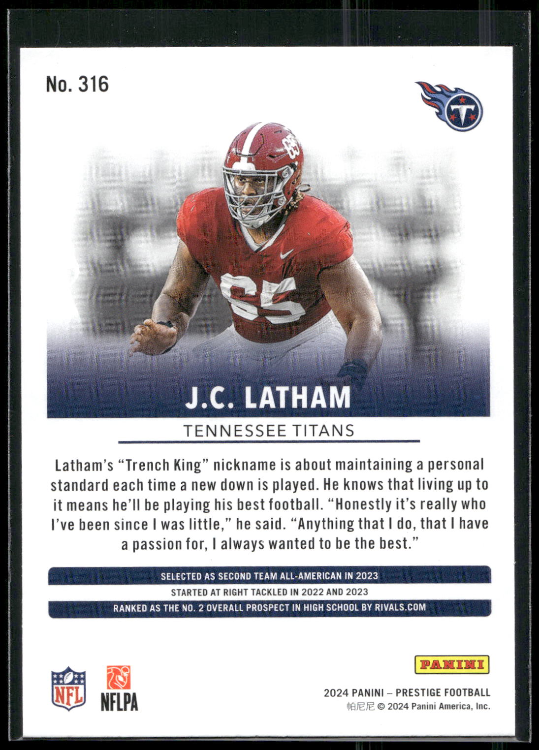 2024 Panini Prestige #316 JC Latham