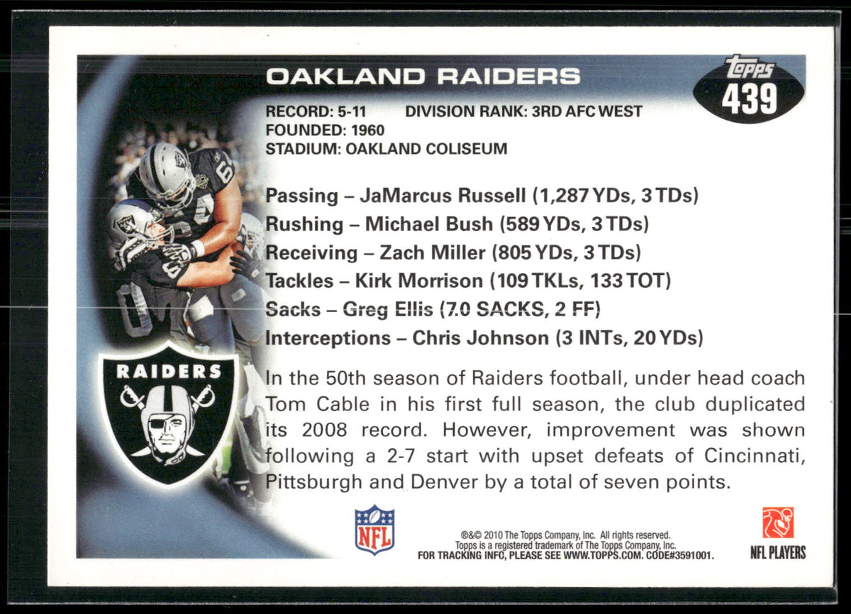 2010 Topps #439 Oakland Raiders