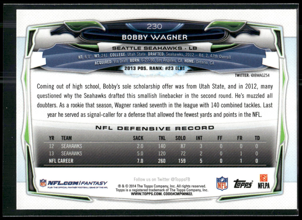 2014 Topps #230 Bobby Wagner