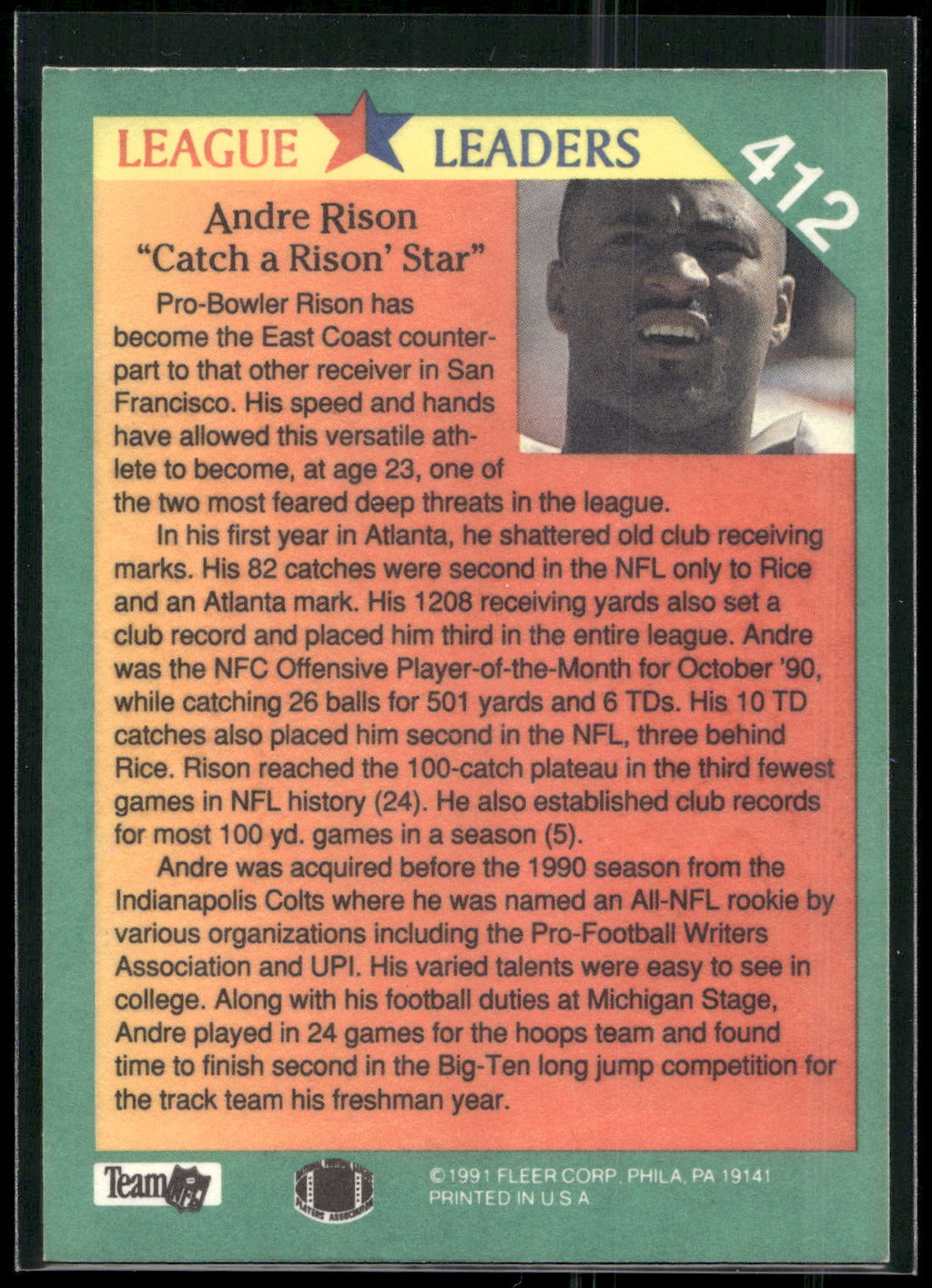 1991 Fleer #412b Andre Rison