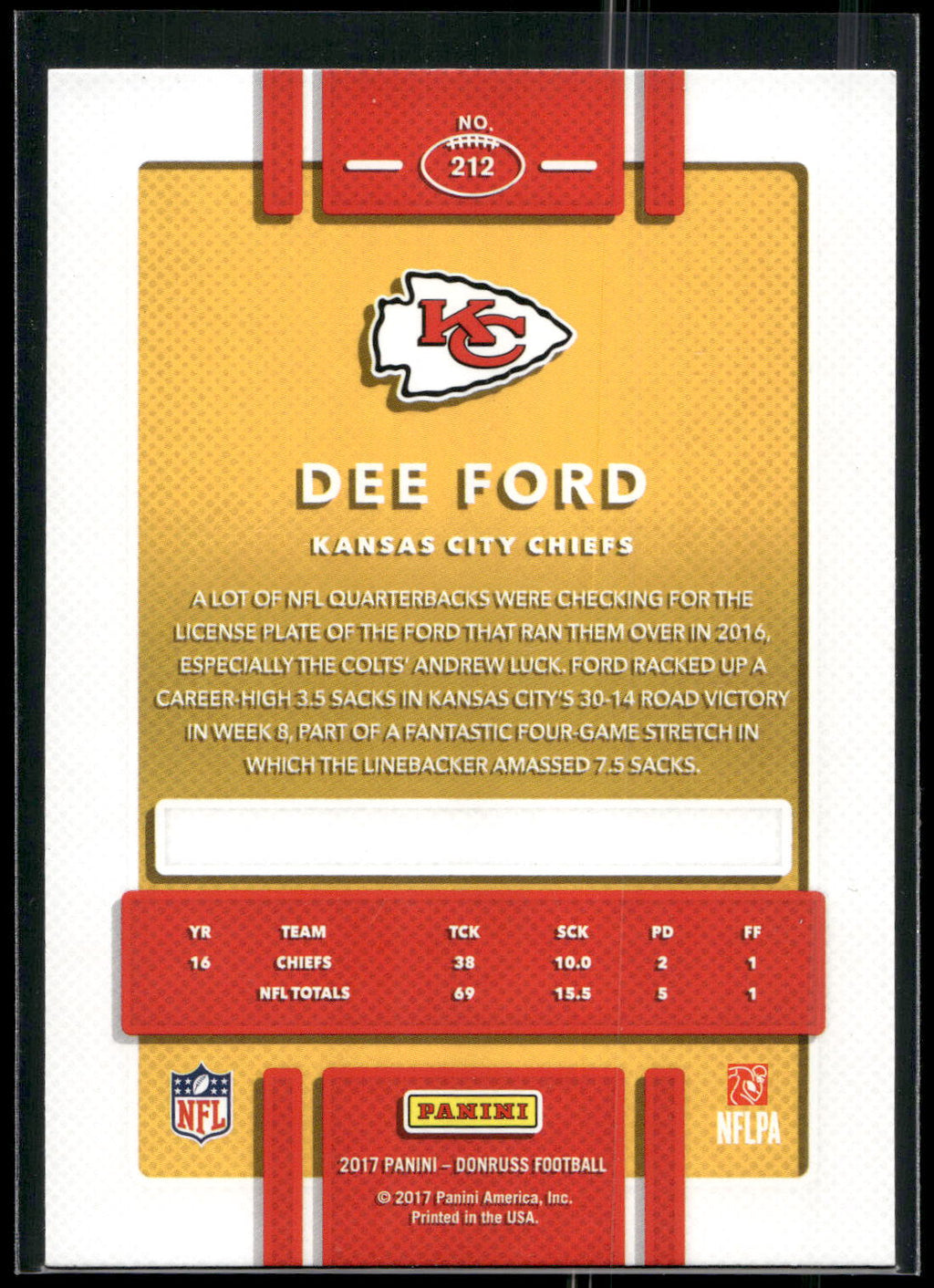 2017 Donruss #212 Dee Ford