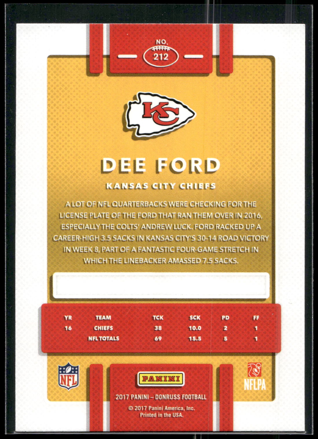 2017 Donruss #212 Dee Ford