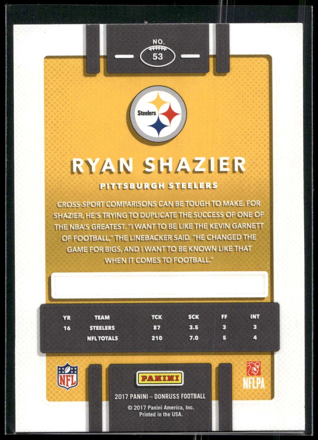 2017 Donruss #53 Ryan Shazier