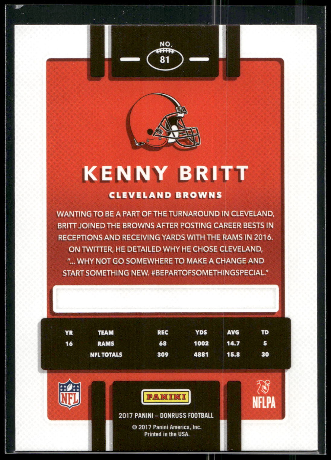 2017 Donruss #81 Kenny Britt