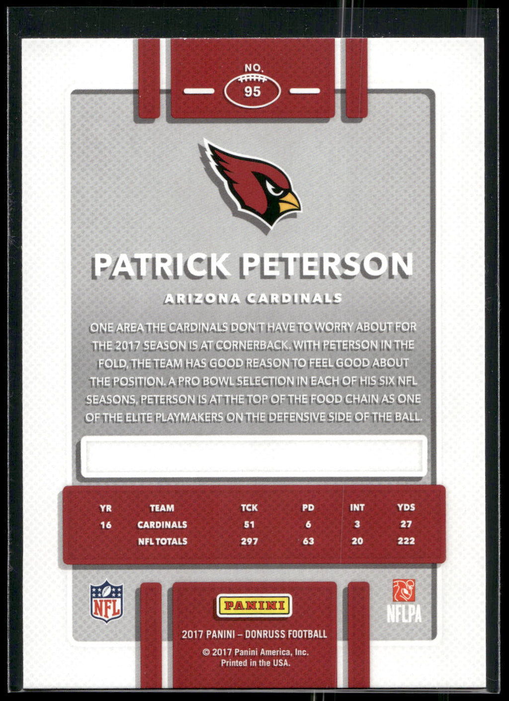 2017 Donruss #95 Patrick Peterson