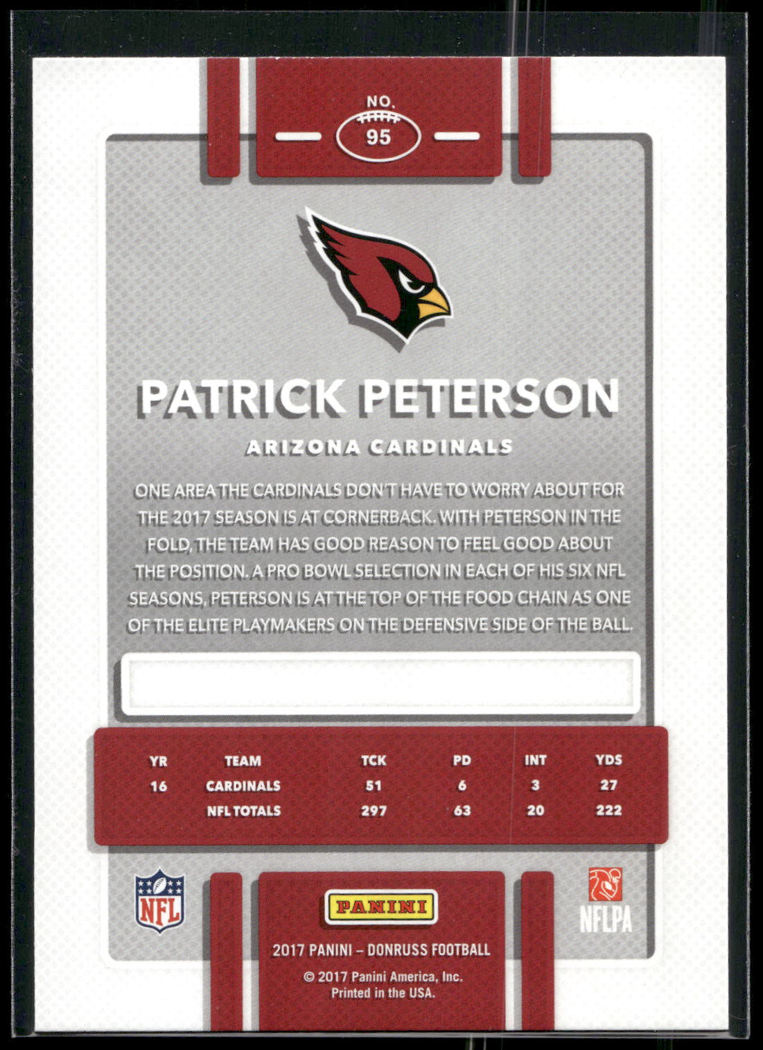 2017 Donruss #95 Patrick Peterson