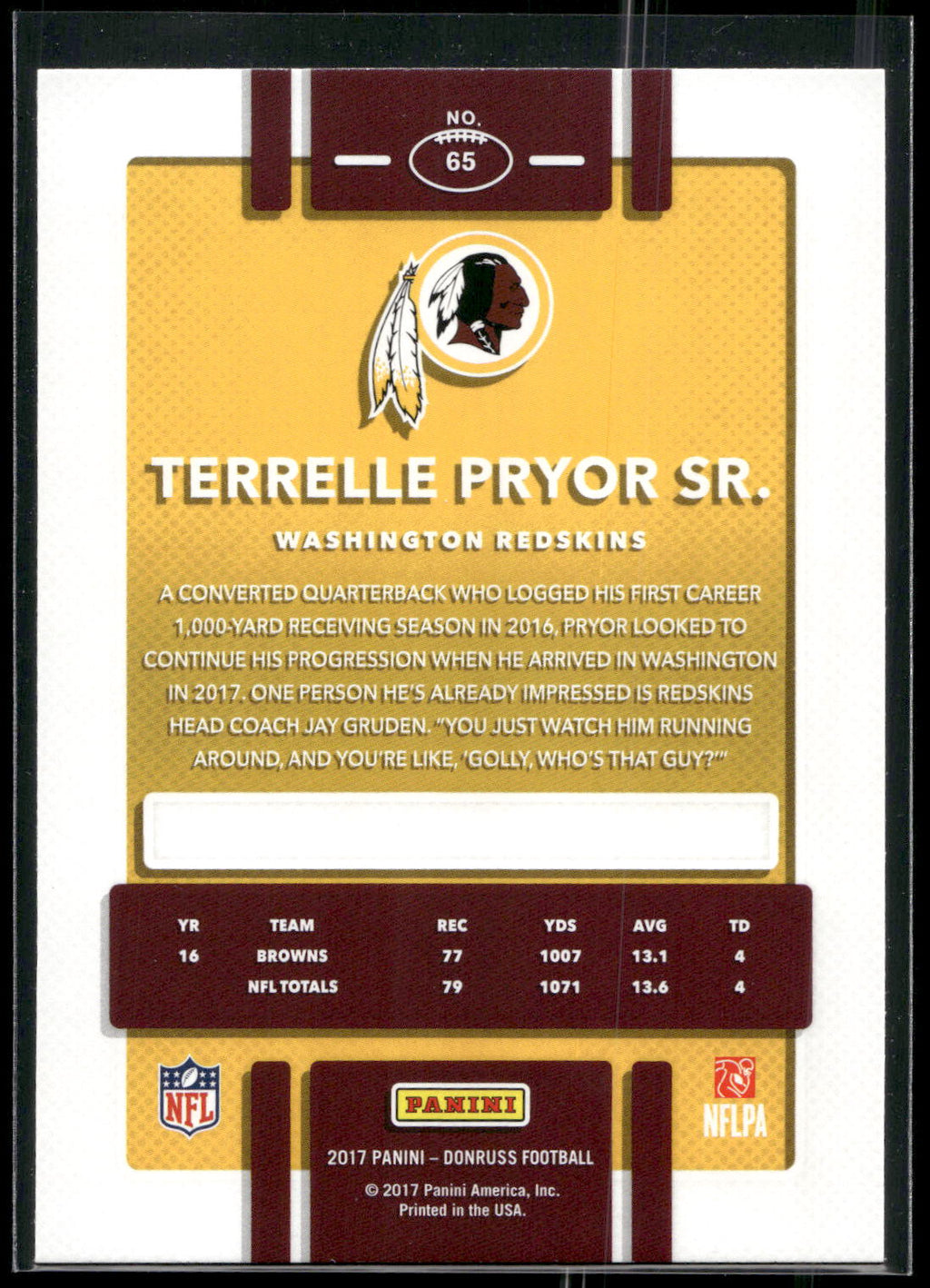 2017 Donruss #65 Terrelle Pryor Sr.