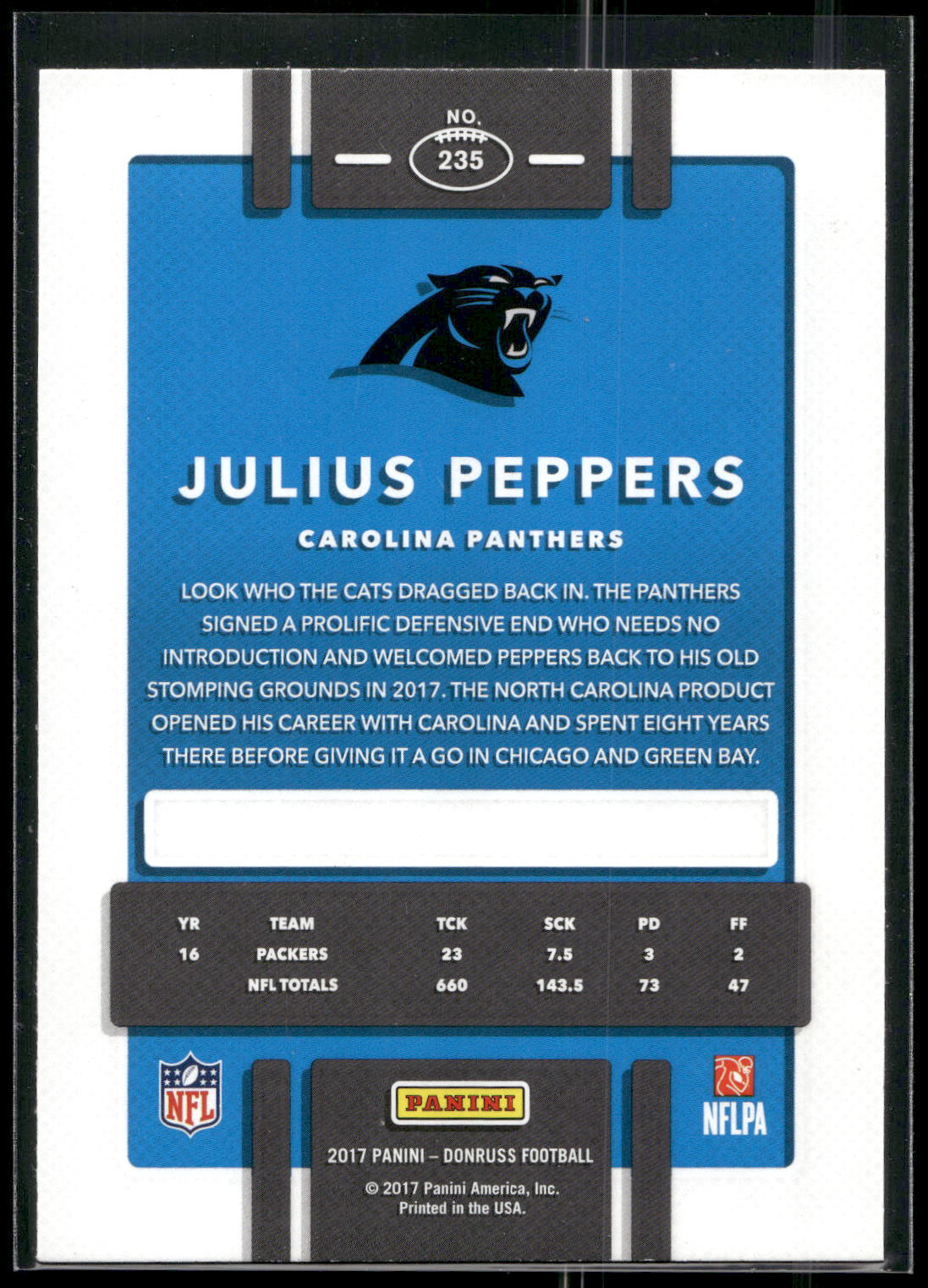 2017 Donruss #235 Julius Peppers