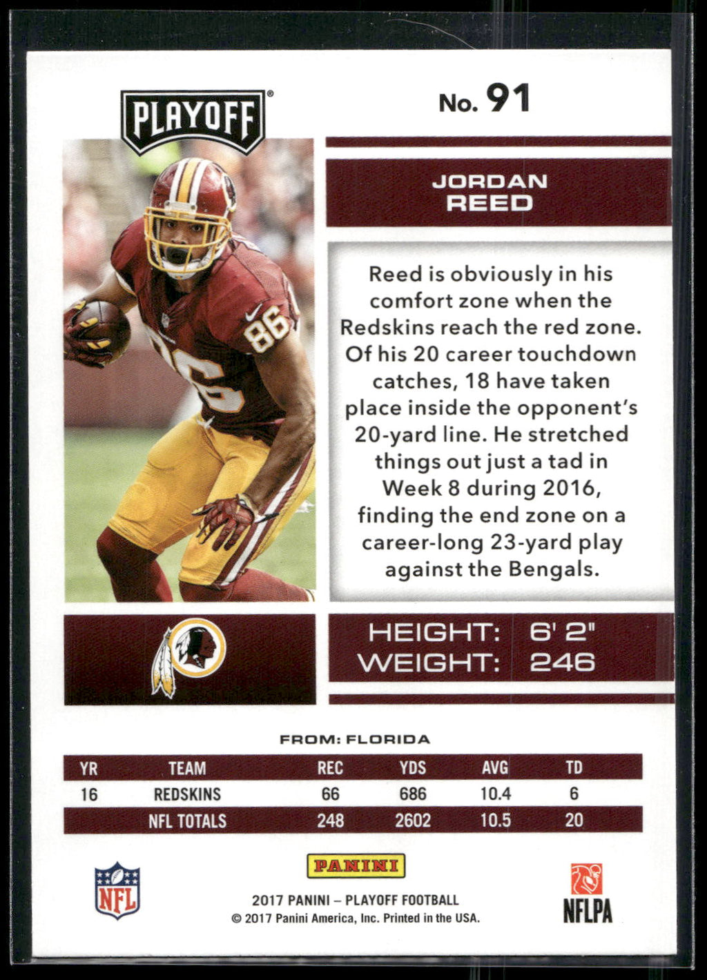 2017 Panini Playoff #91 Jordan Reed