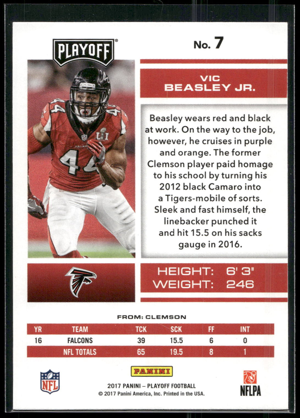 2017 Panini Playoff #7 Vic Beasley Jr.