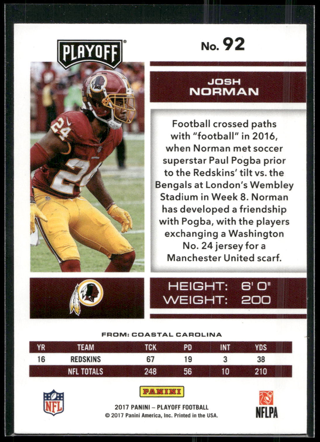 2017 Panini Playoff #92 Josh Norman