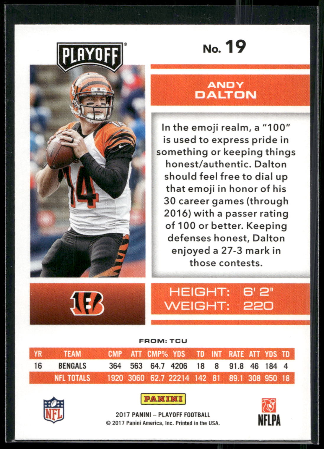 2017 Panini Playoff #19 Andy Dalton