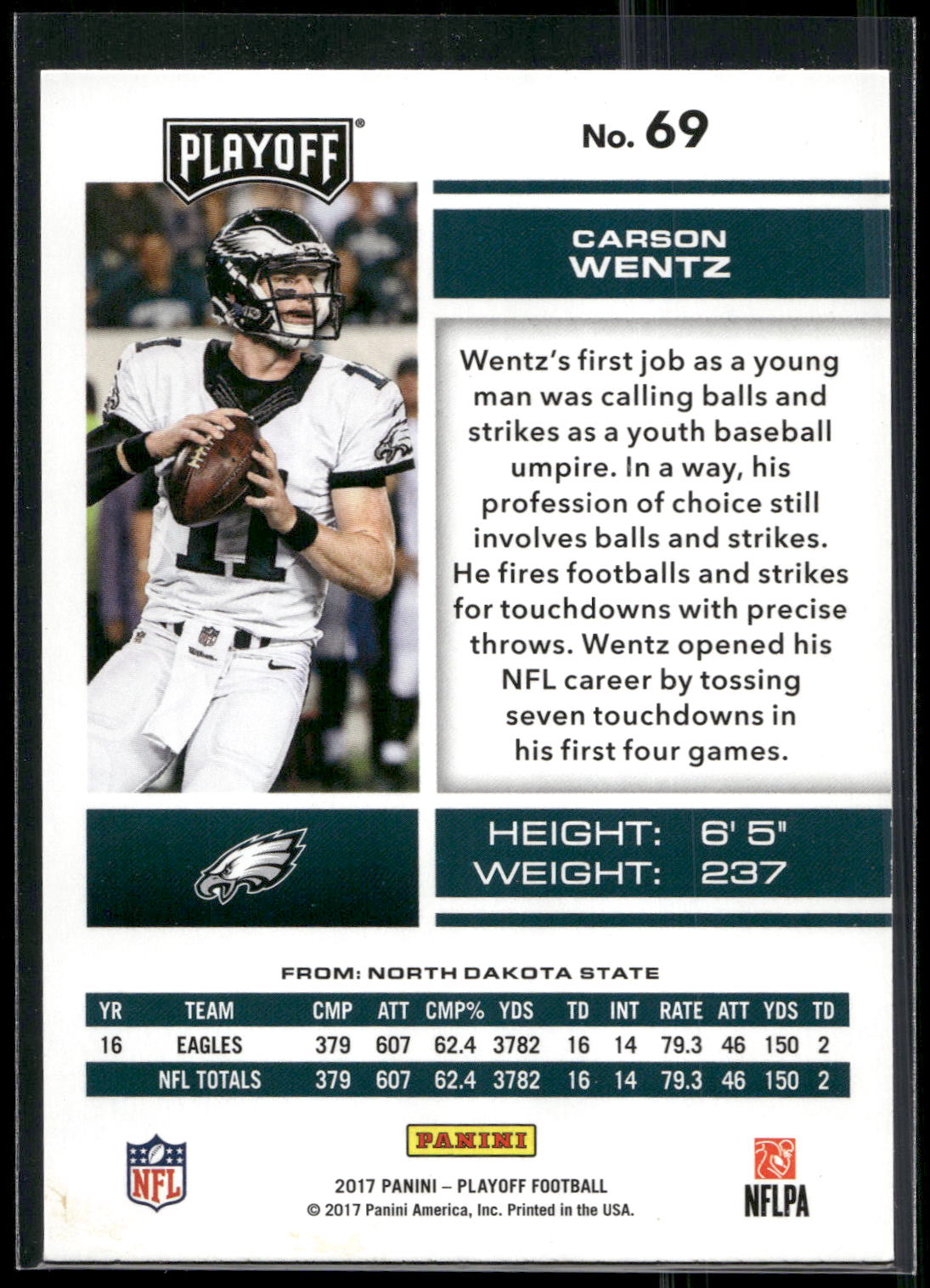 2017 Panini Playoff #69 Carson Wentz
