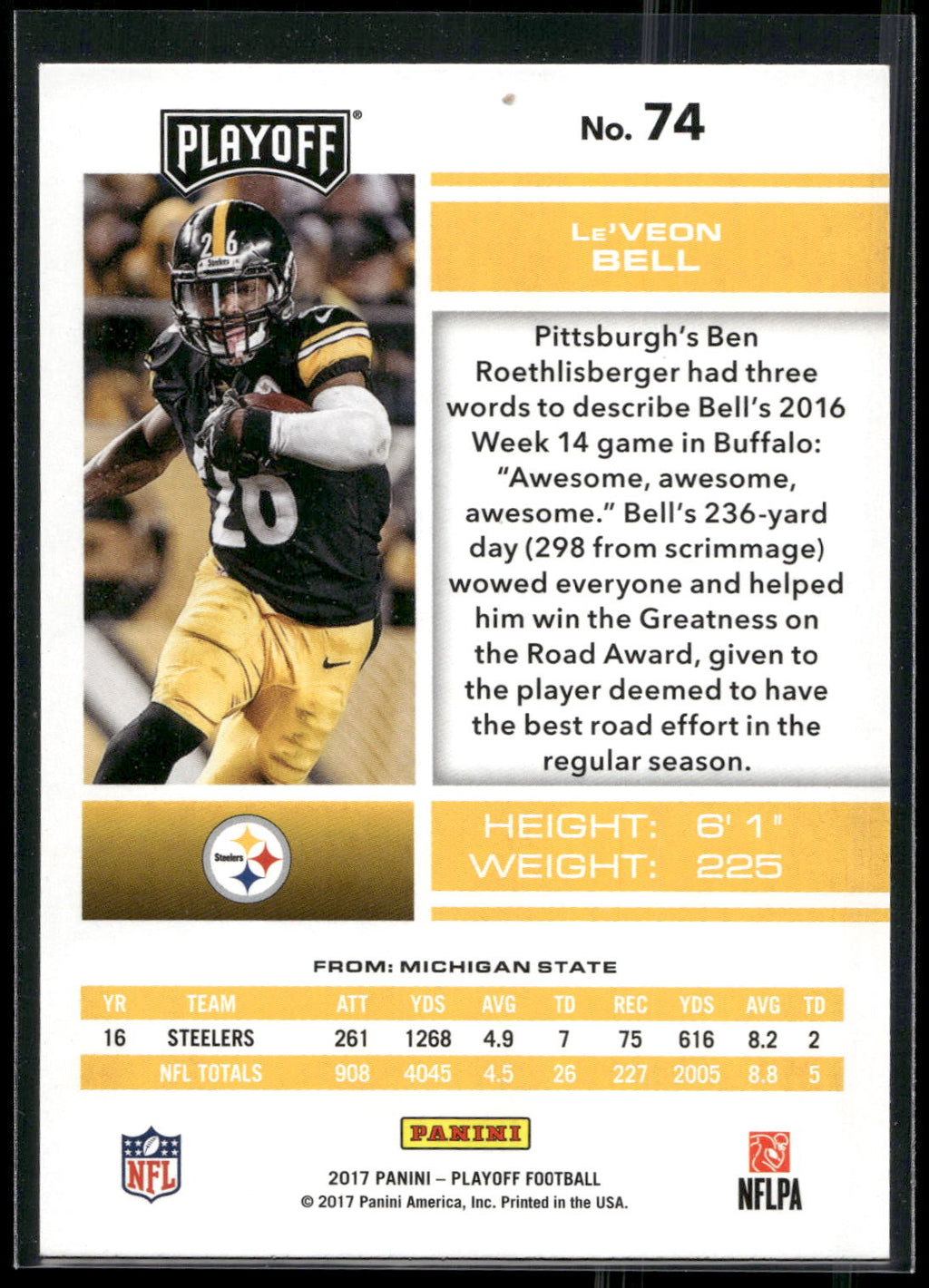 2017 Panini Playoff #74 Le'Veon Bell
