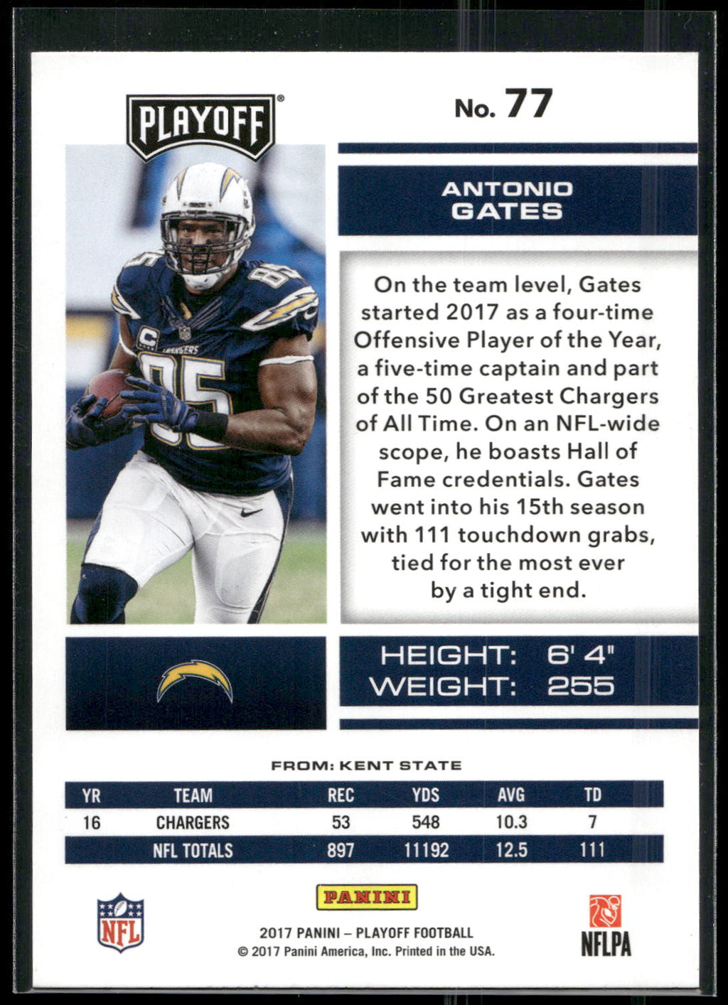 2017 Panini Playoff #77 Antonio Gates
