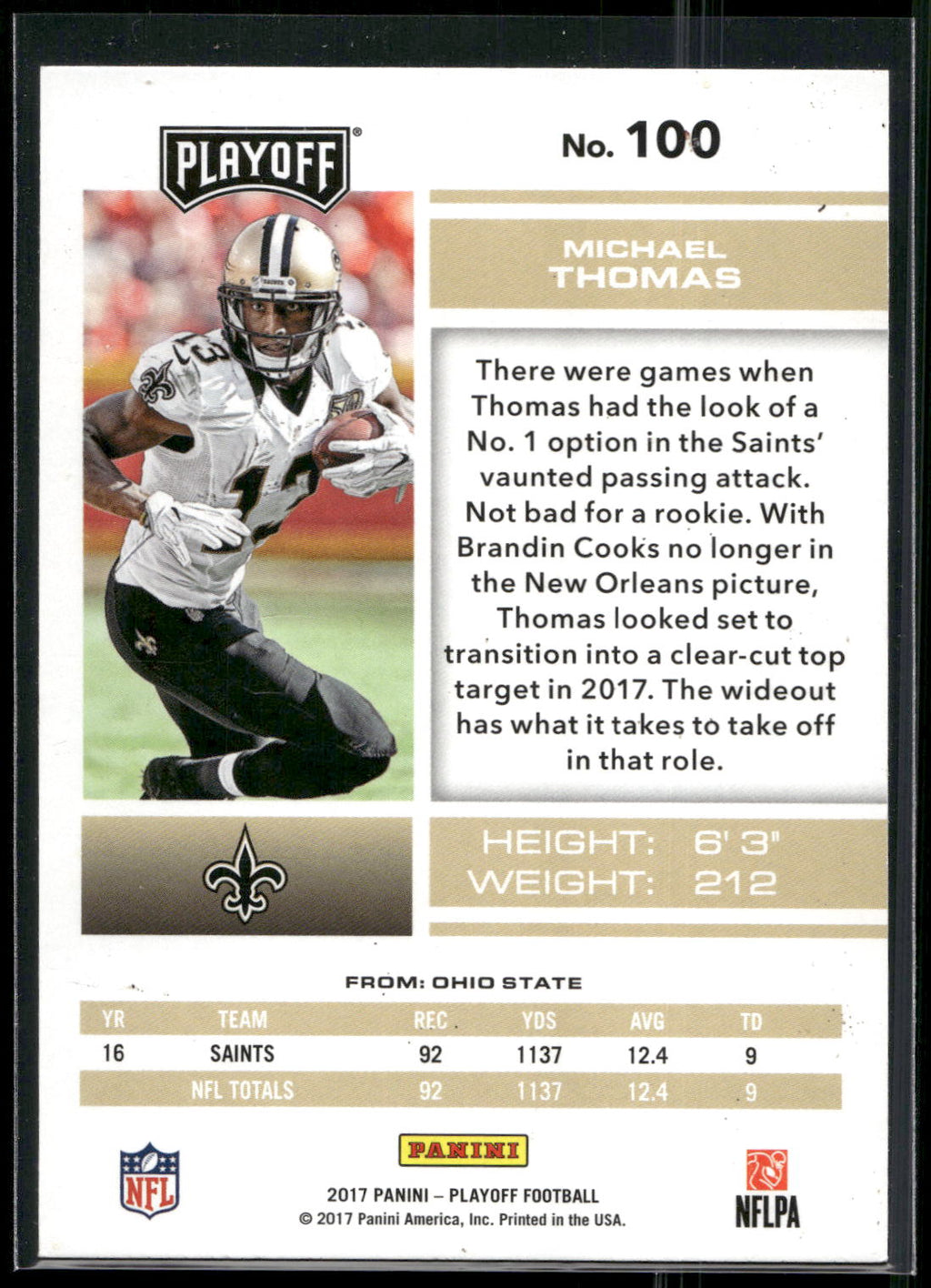 2017 Panini Playoff #100 Michael Thomas
