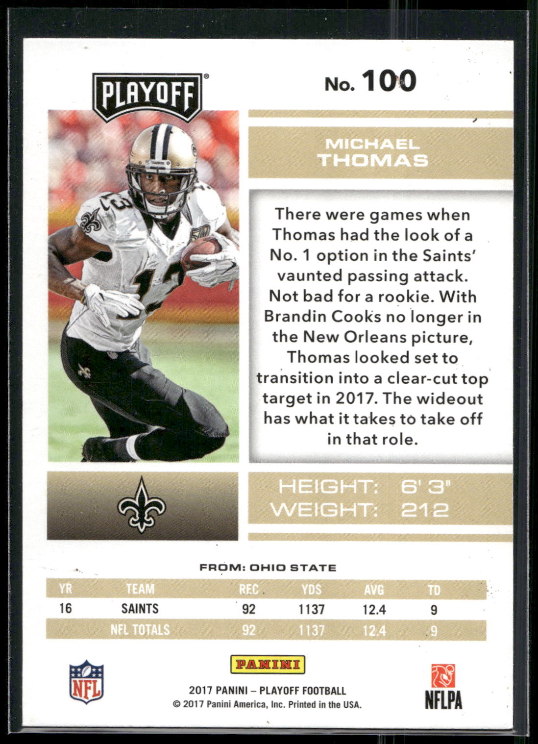 2017 Panini Playoff #100 Michael Thomas