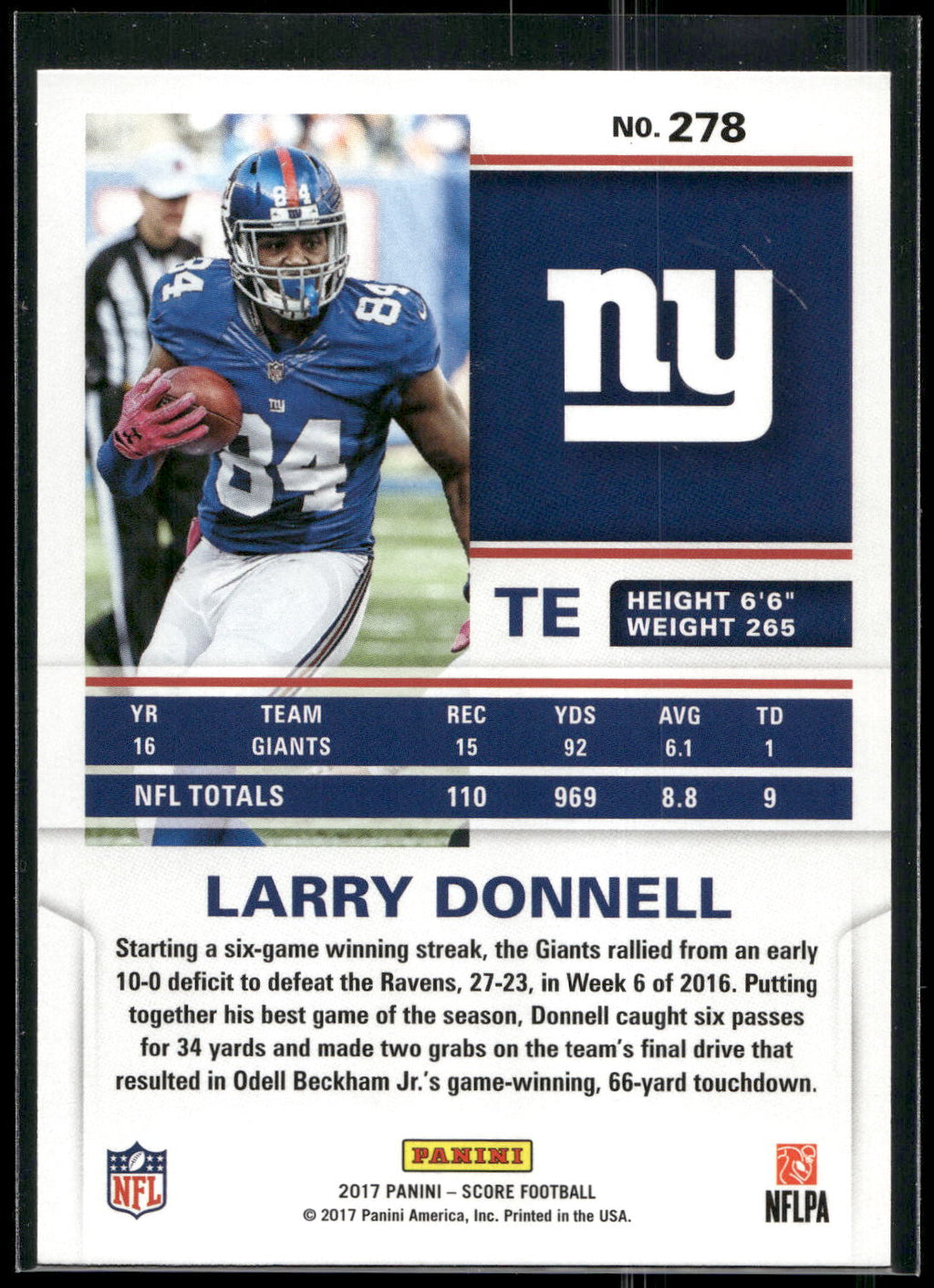 2017 Score #278 Larry Donnell