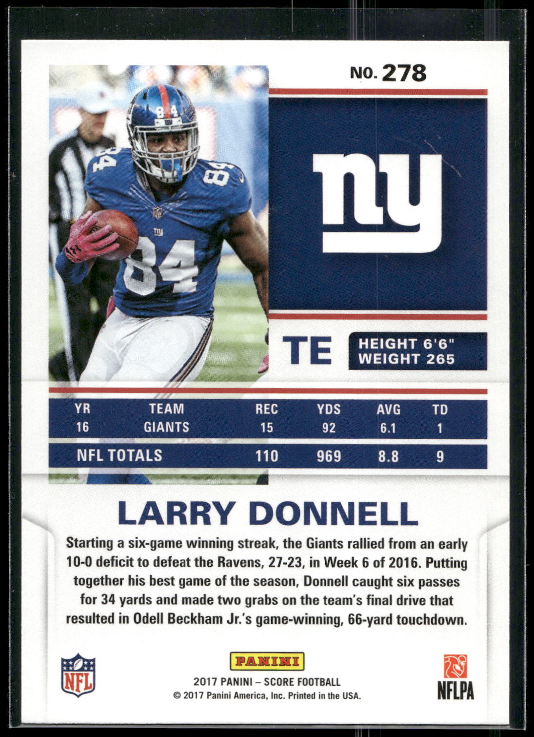 2017 Score #278 Larry Donnell