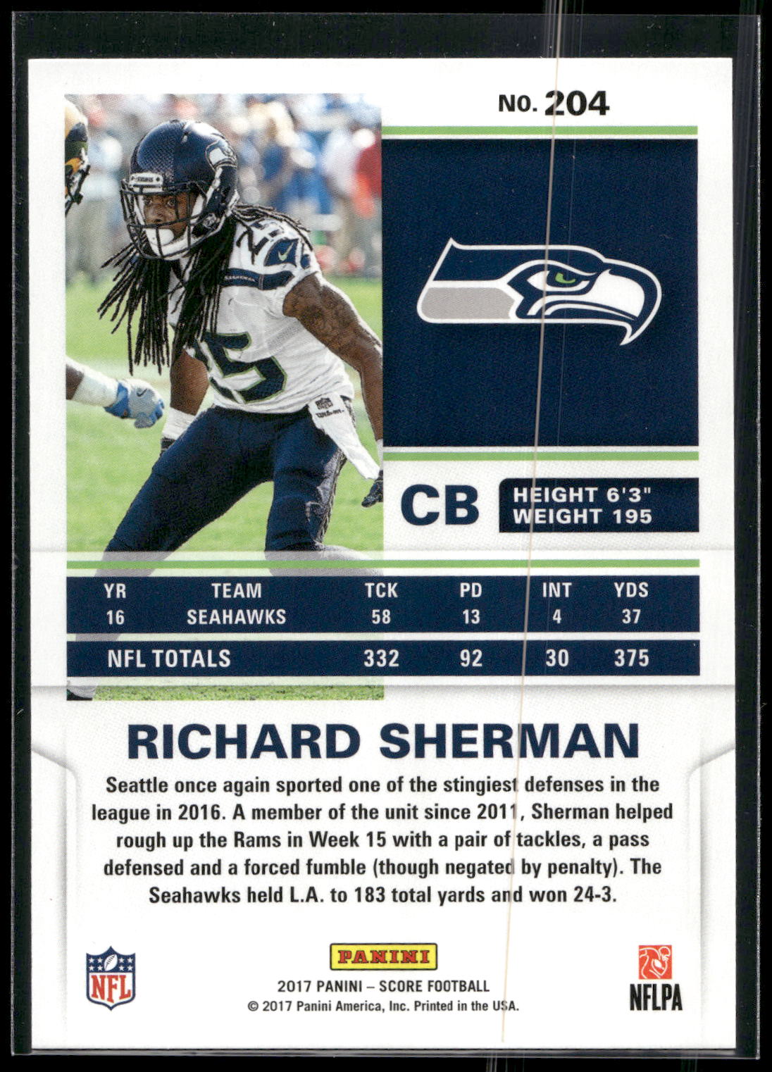 2017 Score #204 Richard Sherman