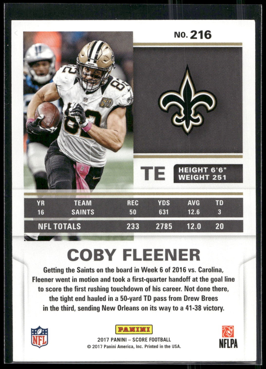 2017 Score #216 Coby Fleener
