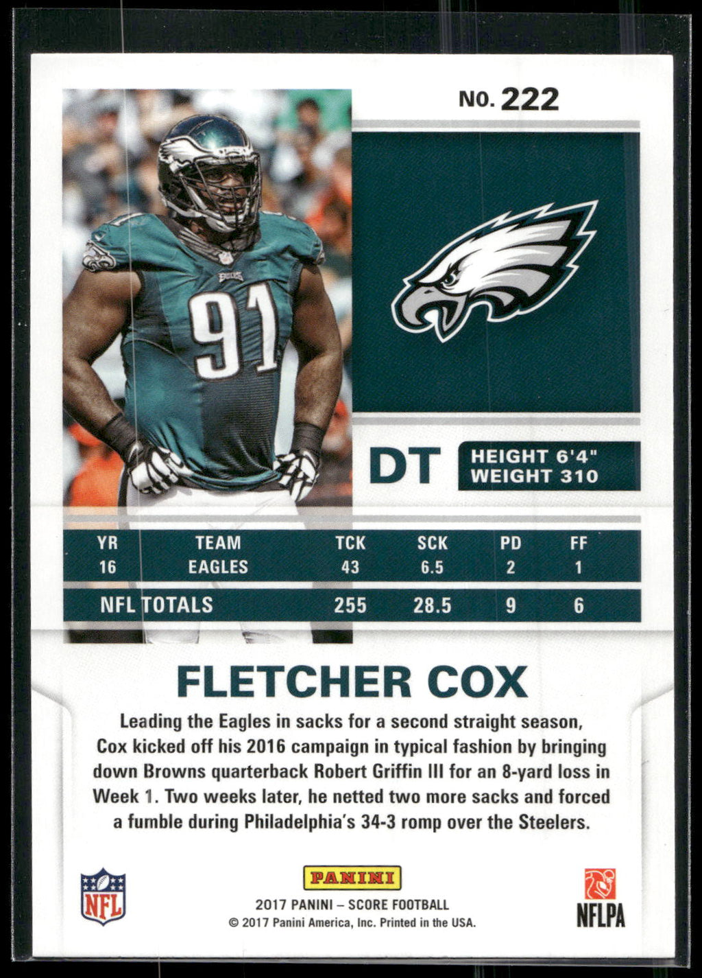 2017 Score #222 Fletcher Cox