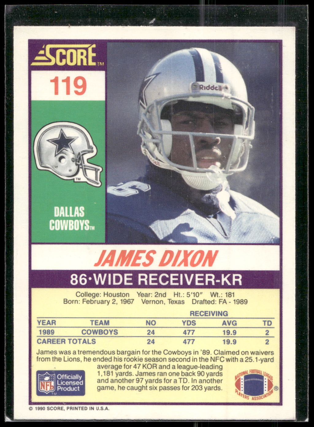1990 Score #119 James Dixon