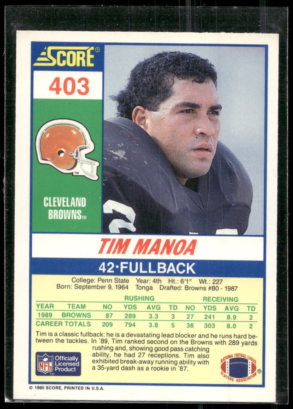 1990 Score #403 Tim Manoa