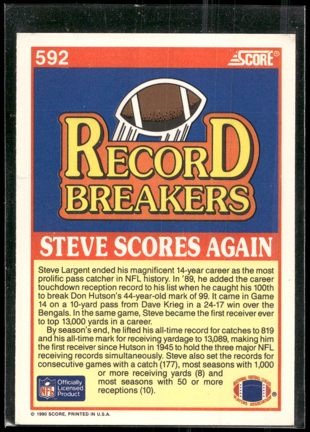 1990 Score #592 Steve Largent