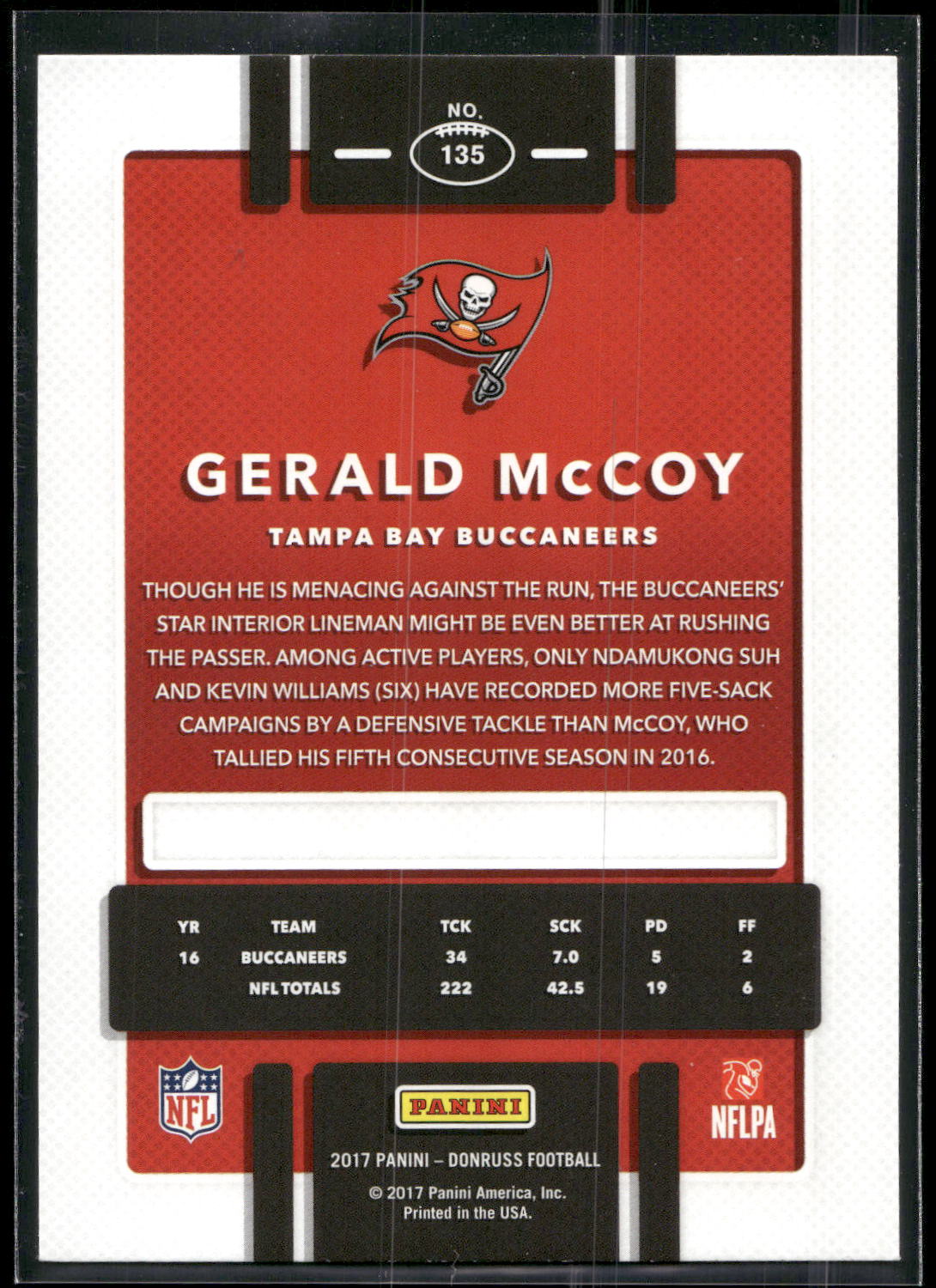 2017 Donruss #135 Gerald McCoy
