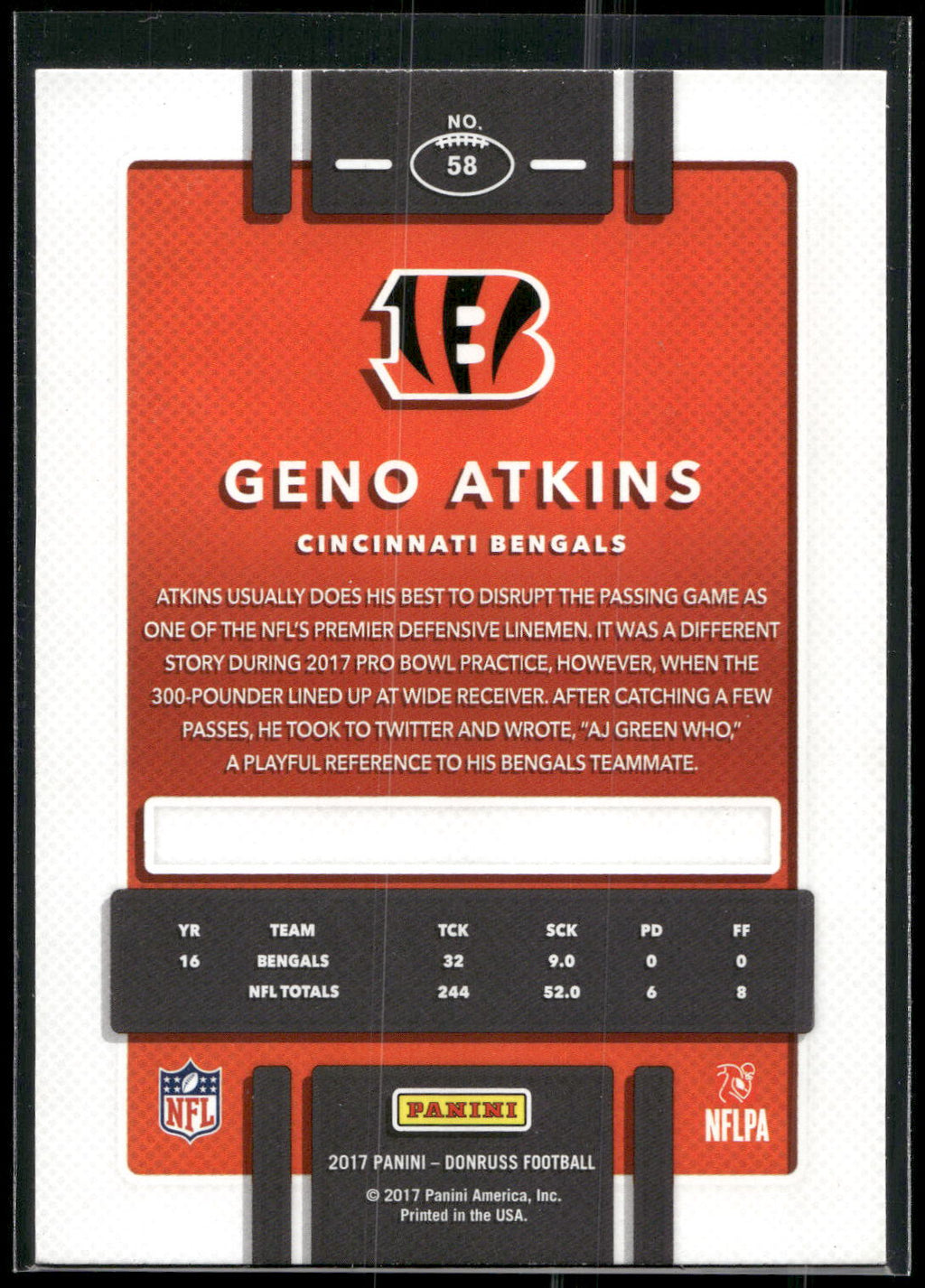 2017 Donruss #58 Geno Atkins
