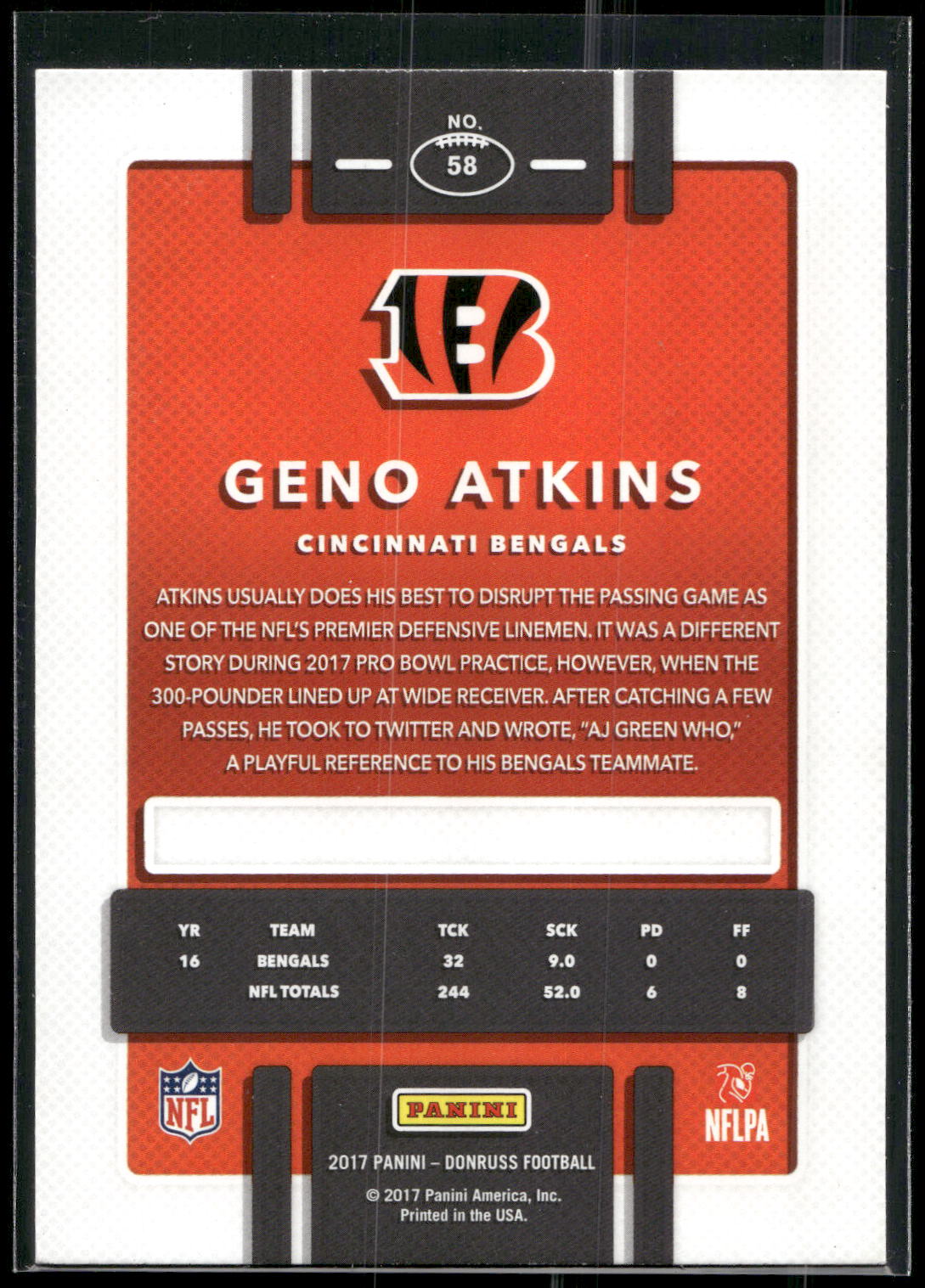 2017 Donruss #58 Geno Atkins