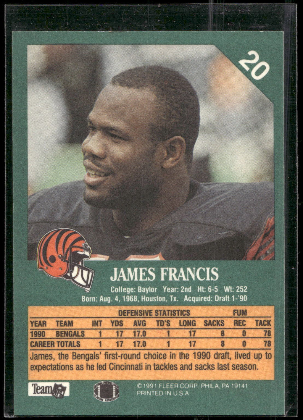 1991 Fleer #20 James Francis
