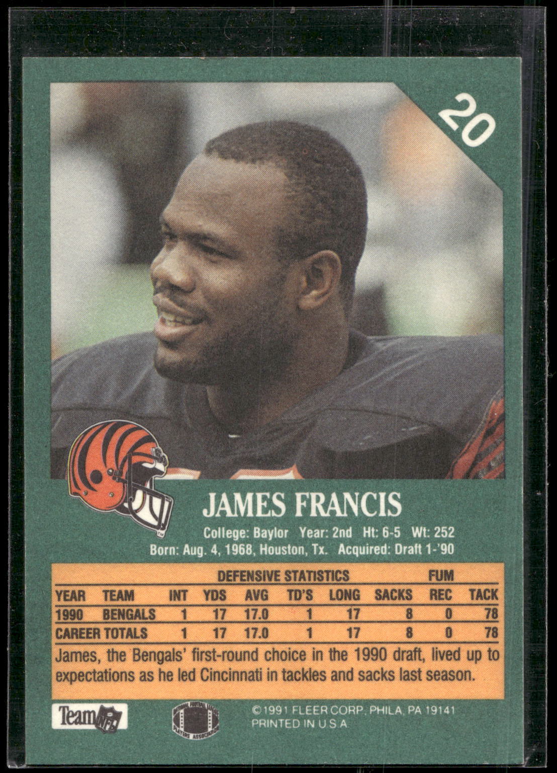1991 Fleer #20 James Francis