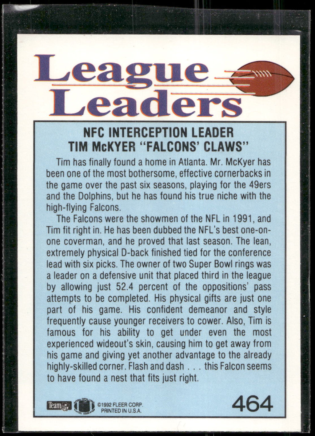 1992 Fleer #464 Tim McKyer