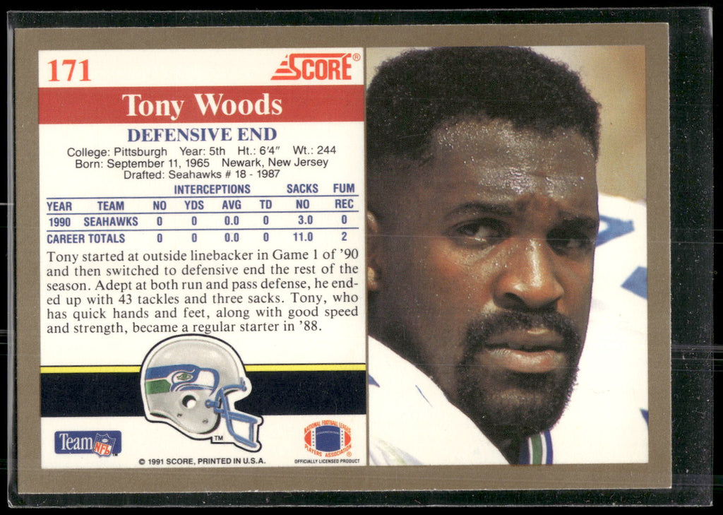 1991 Score #171 Tony Woods
