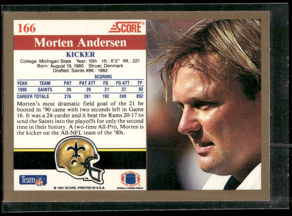 1991 Score #166 Morten Andersen