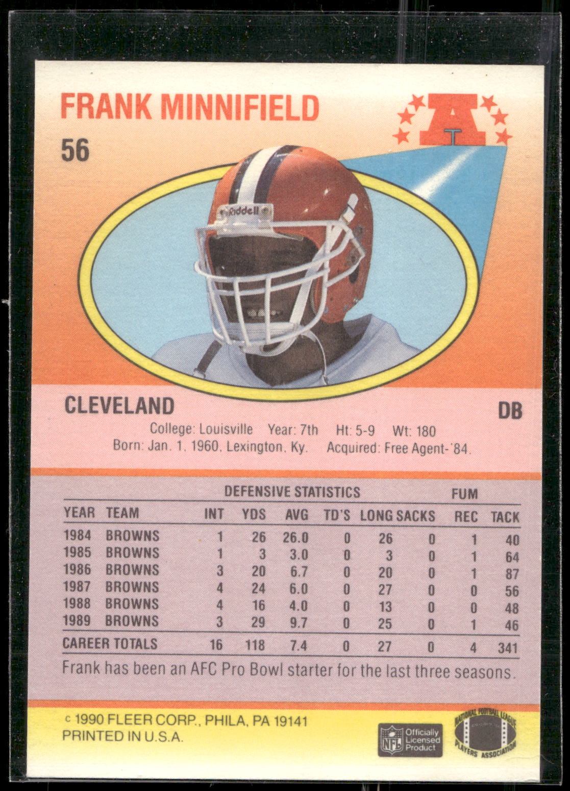 1990 Fleer #56a Frank Minnifield