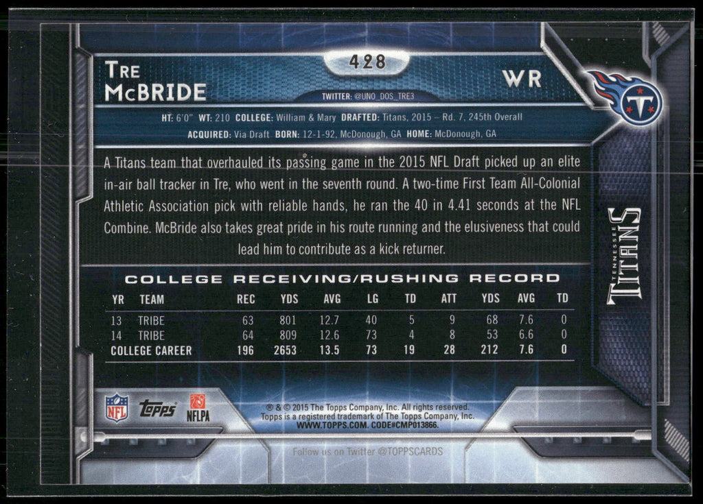 2015 Topps #428 Tre McBride