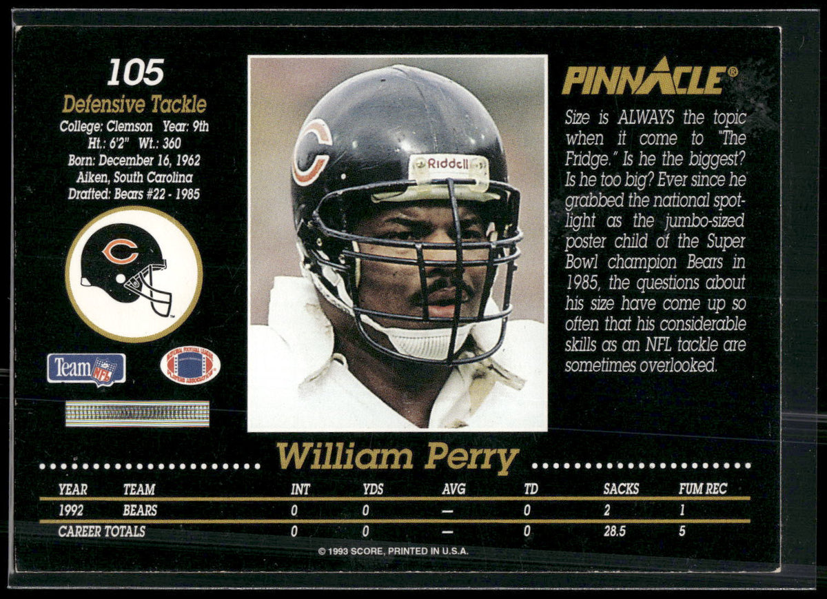 1993 Pinnacle #105 William Perry