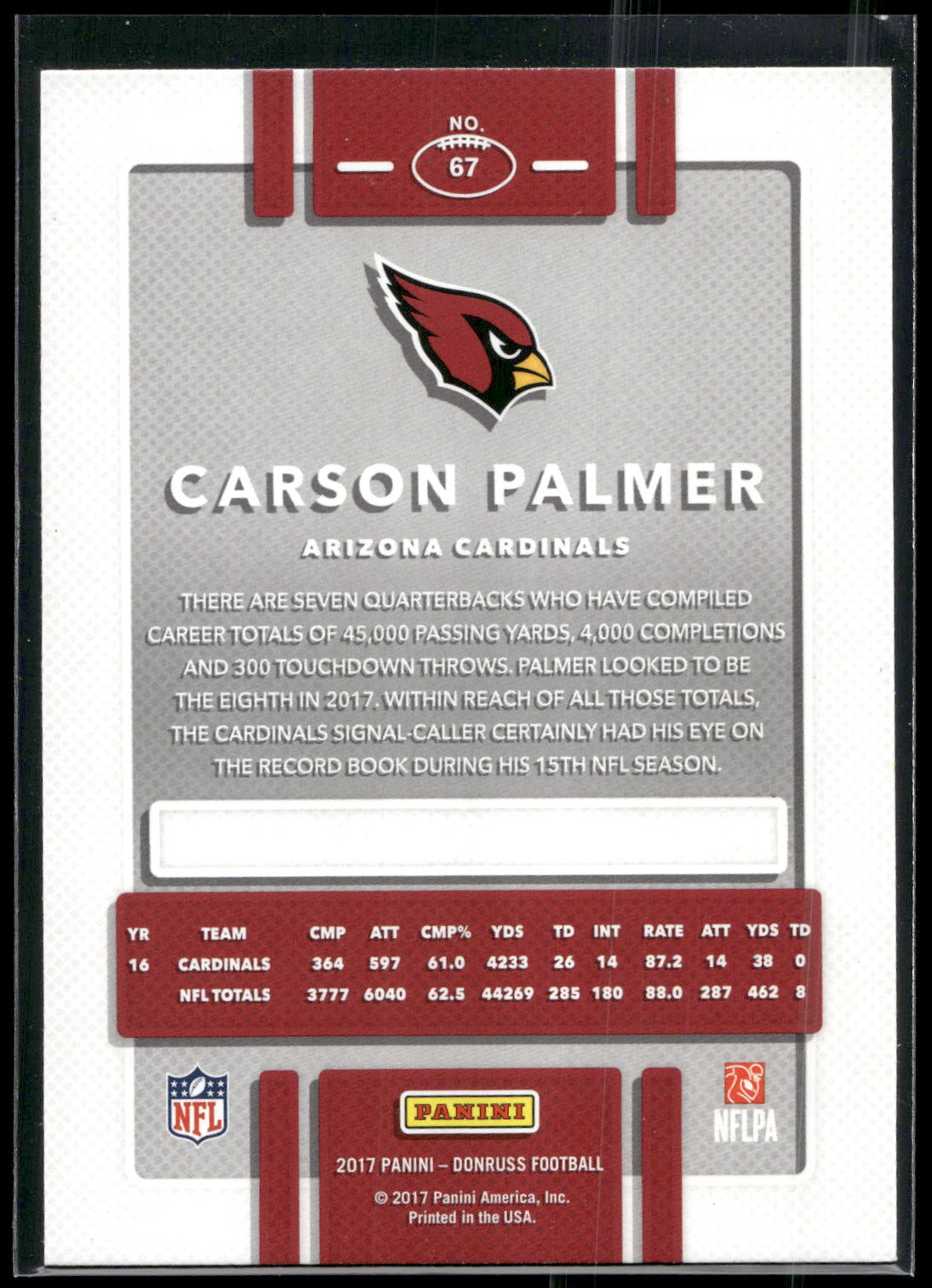 2017 Donruss #67 Carson Palmer