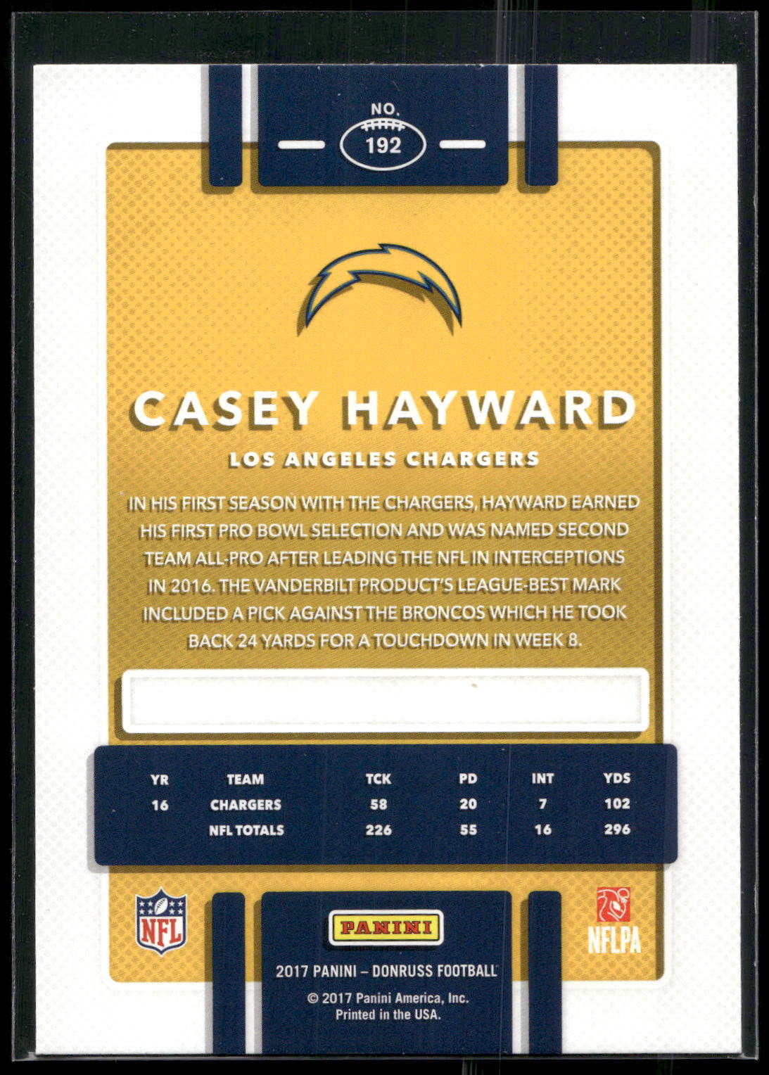 2017 Donruss #192 Casey Hayward
