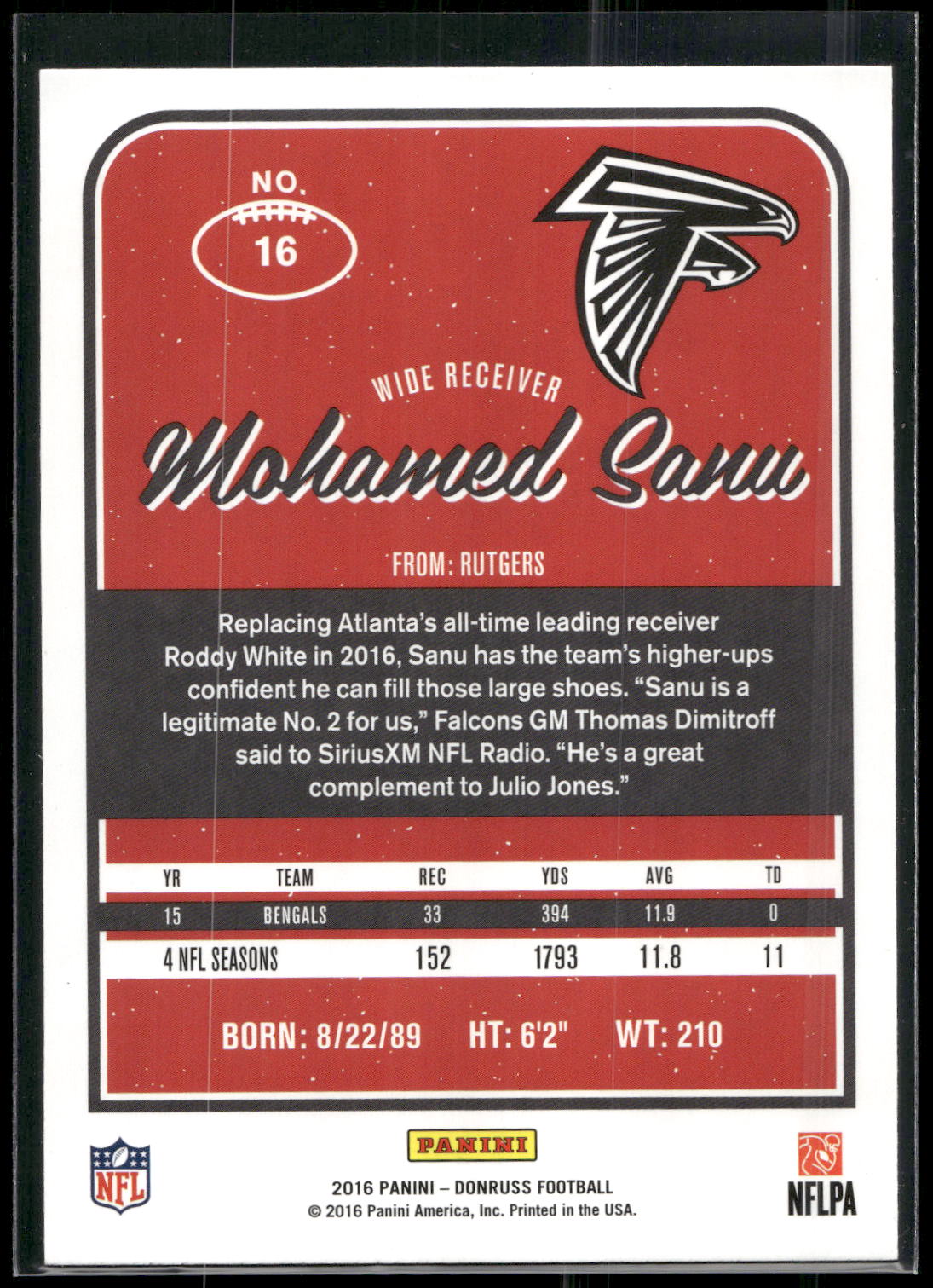 2016 Donruss #16 Mohamed Sanu