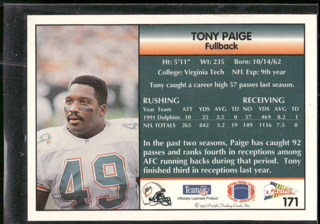 1992 Pacific #171 Tony Paige