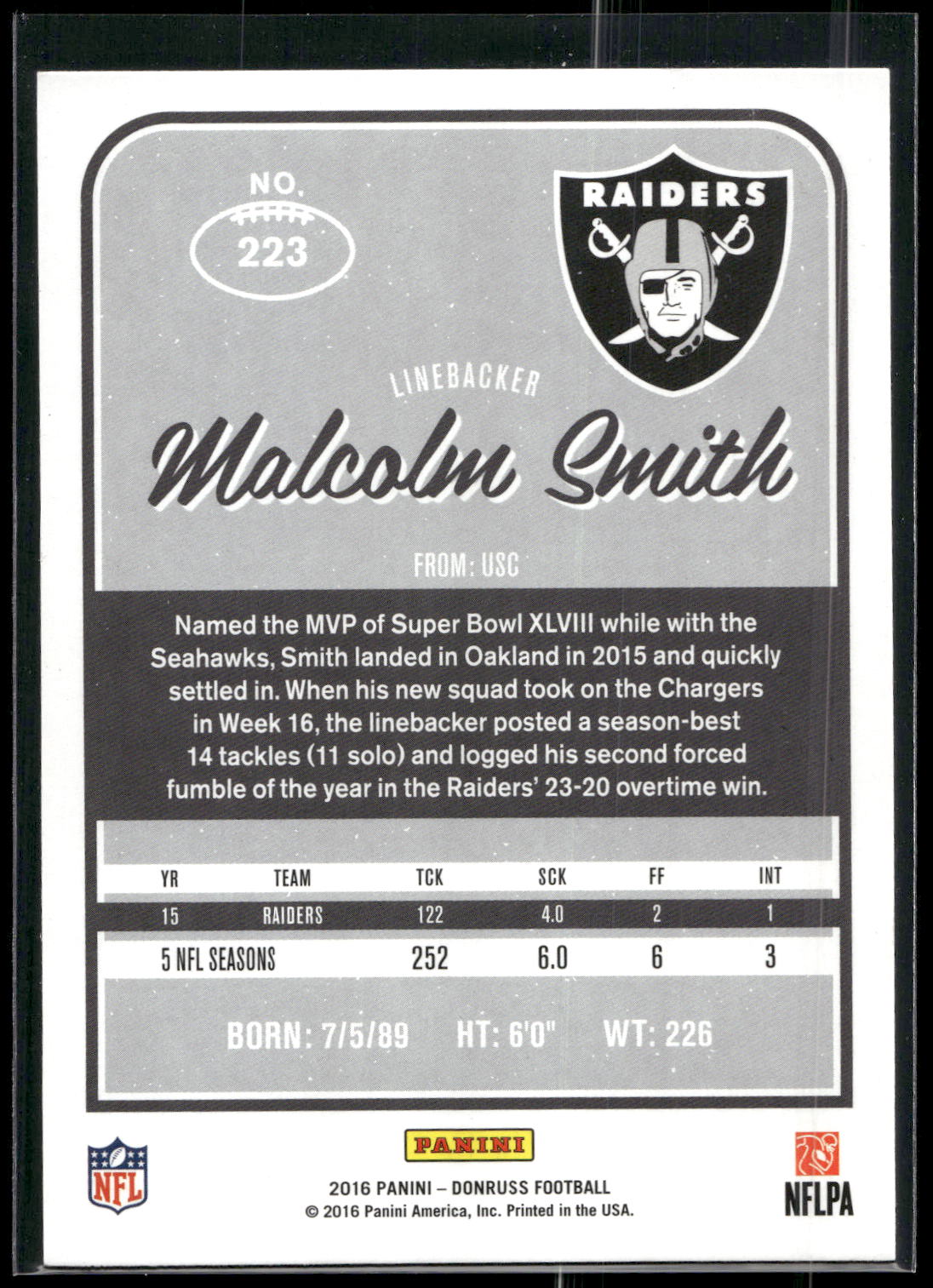 2016 Donruss #223 Malcolm Smith